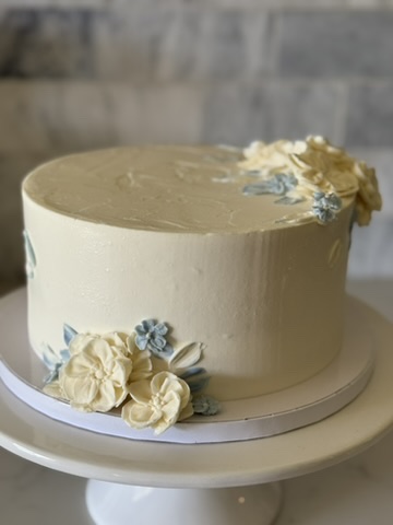 White cake with flowers